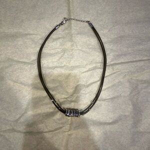 Green multi strand necklace with 925 sterling silver